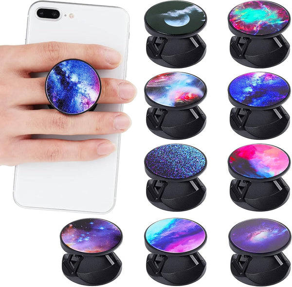 Honoson 9 Pieces Cell Phone Grip Holder, Colorful Collapsible Self-Adhesive Finger Ring for Smartphone and Tablets