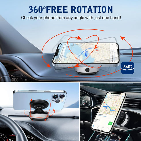 FunApricity 360 Rotatable Car Magnetic Phone Holder,Electric Vacuum Magnetic Suction Car Phone Mount,Magnetic