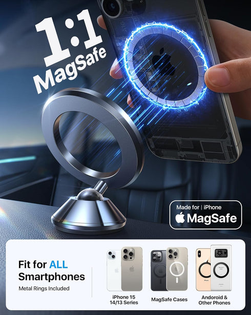 andobil MagSafe Car Mount, 20 Strongest Magnets, Upgraded 3M Adhesive, Dashboard Magnetic Phone Holder