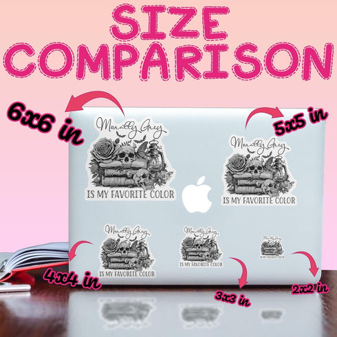 (3PCS) Morally Gray is My Favorite Color Sticker Bookish Sticker, 3" Die-Cut Waterproof Vinyl for Water Bottle, Laptop