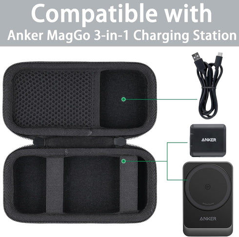 co2CREA Hard Case for Anker MagGo 3-in-1 Charging Station, Qi2 Certified 15W Wireless Charger Stand
