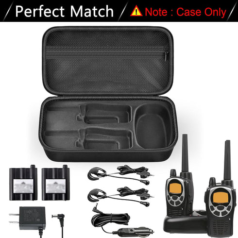 ANKHOH Walkie Talkie Case Holder for 50 Channel GMRS Two-Way Radio, Long Range Handheld Mobile Radios Hard Storage Carrying Box for Rechargeable Batteries, Charger and Headset, Black(Bag Only)