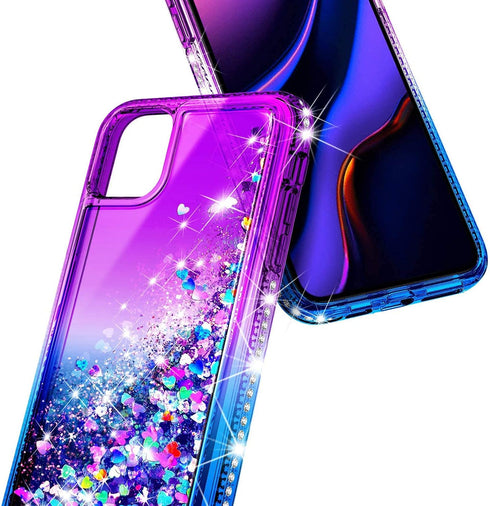 NGB Supremacy iPhone 12/12 Pro Case with Tempered Glass Screen Protector, Liquid Bling Sparkle Glitter Case