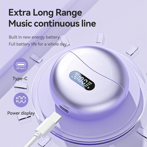 Open Ear Clip Headphones, Wireless Earbuds Bluetooth 5.4, Sports Earphones with Wireless Charging Case, Waterproof