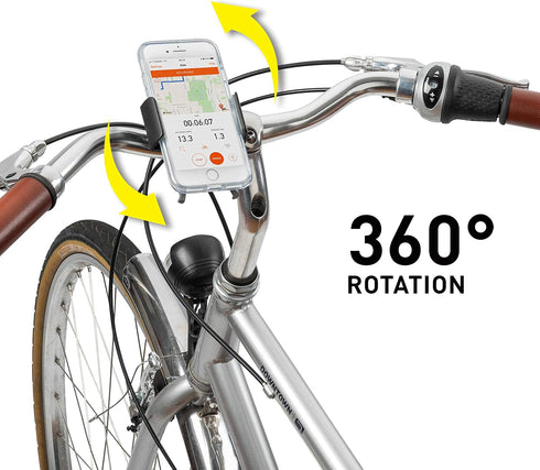 Nite Ize Squeeze Rotating Smartphone Bar Mount, Universal Phone Mount for Bike Handlebar with Mounting Strap