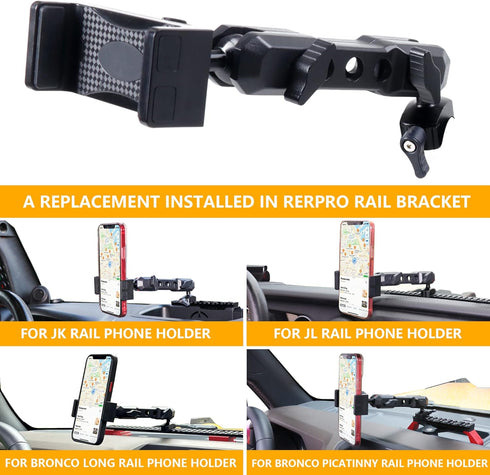Dash Mount Phone Holder, Compatible with 2012-2023 Jeep Wrangler JK JL Gladiator JT 2021 2022 2023 2024 New Ford Bronco