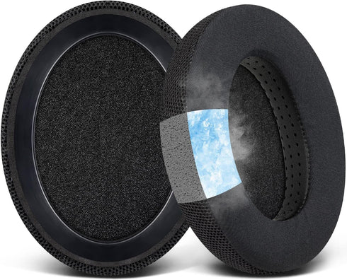 SOULWIT Cooling-Gel Earpads Replacement for Sennheiser Headphones - Ice Silk Fabric Ear Pads for HD650, HD660S, HD600,