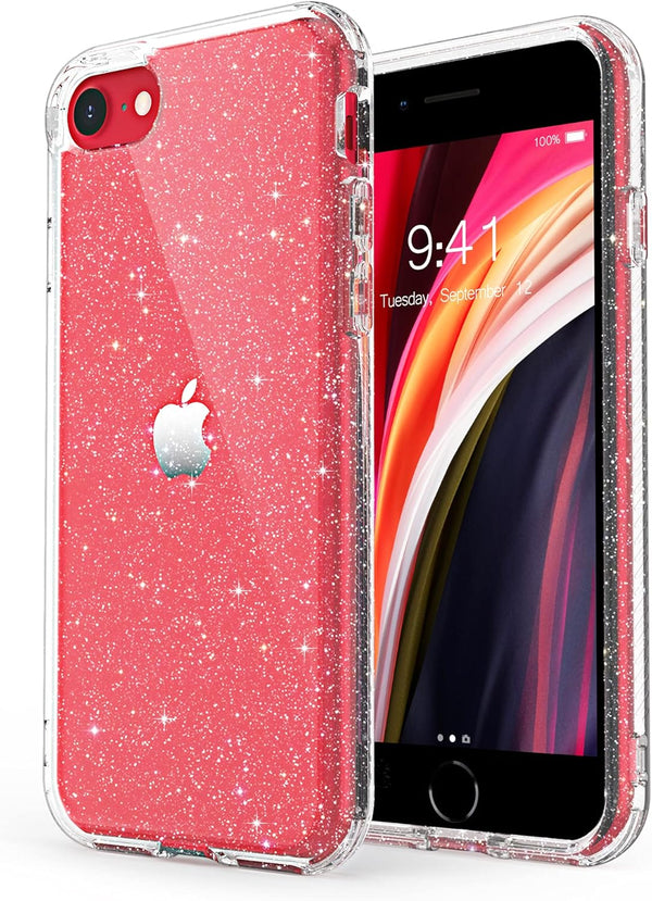 ULAK Compatible with iPhone SE 2020/2022, iPhone 8/7 Case, Clear Glitter Soft TPU Cover, Shockproof 4.7 Inch