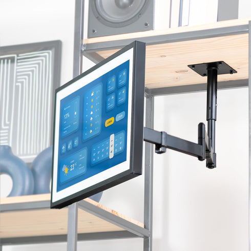 VIVO Under Cabinet Articulating Monitor and Small TV Mount, 13 to 27 inch, Height Adjustable Long Extension Arm, Max