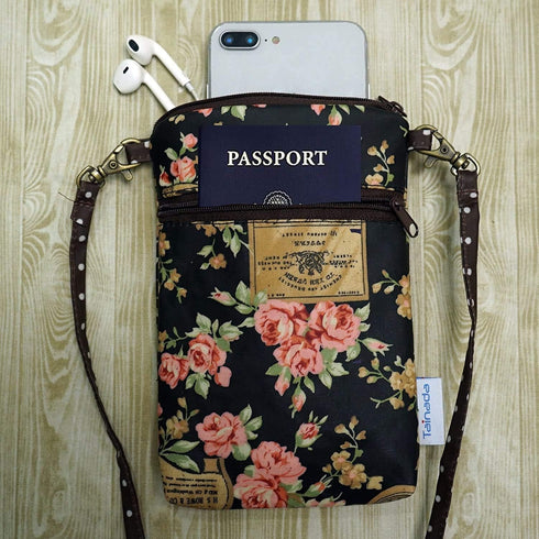 Tainada Women Crossbody Shoulder Travel Zippered Wallet Purse Clutch Phone Bag with Detachable Strap, Floral Pattern