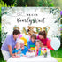 Tegeme Bear Baby Shower Backdrop, We Can Bearly Wait Watercolor Green Leaves Banner for Photography
