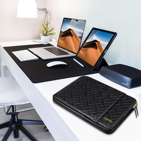 Lacdo 14 Inch Laptop Sleeve Case for HP Lenovo Dell ASUS Acer Chromebook, Water-Resistant, Elegant Black