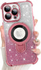 KANGHAR for iPhone 13 Pro Max Case, MagSafe Support, Kickstand, Electroplate Edge, Shockproof, Pink