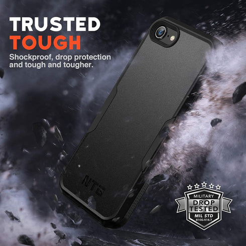 NTG Shockproof Case for iPhone SE 2022/2020, Heavy-Duty Rugged Lightweight Slim Protective Case for iPhone SE/8/7-Black