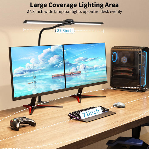 KableRika Double Head LED Desk Lamp with Clamp, Eye-Caring Desktop Office Lamp for Study and Reading