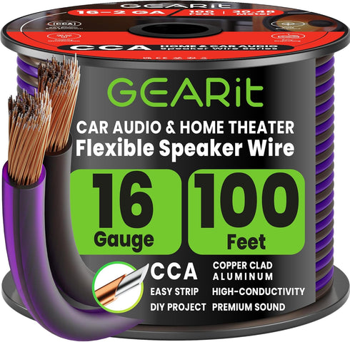 GEARit 16 Gauge Speaker Wire 100 ft,16 Gauge Wire with Foot Markers