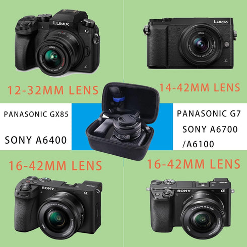 JINMEI Hard EVA Carrying Case Compatible with Panasonic Lumix GX85 12-32mm Lens/G7 4K 14-42mm Lens/Sony Alpha a6400 16-50mm Lens/a6700/a6100 Lens Camera case.(small)