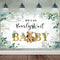 Tegeme Bear Baby Shower Backdrop, We Can Bearly Wait Watercolor Green Leaves Banner for Photography
