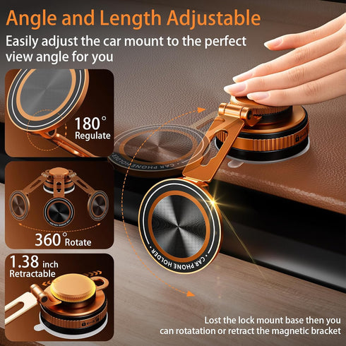 Obmnor 108LBS 3000GF 17/16/15Pro Upgraded Vacuum Magnetic Phone Holder for Car, Nano Gel Suction Cup Phone Mount