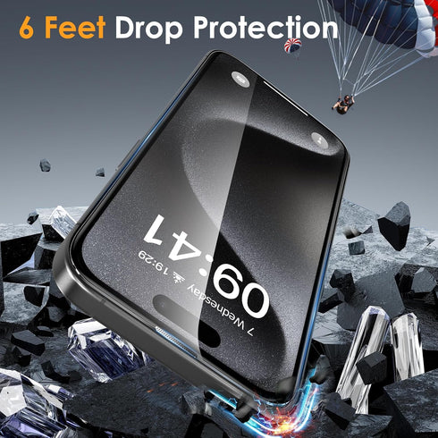 YWXTW iPhone 15 Pro Max Screen Protector, 6ft Drop Protection, Case Friendly Tempered Glass, 2 Pack, Speed X Dust-Free.