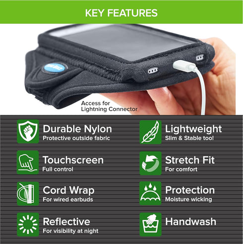 Tune Belt AB91 Running Armband for iPhone 16/15/14/13/12, 11-16 Pro, Galaxy S24/S23 - Sweat-Resistant, Comfortable