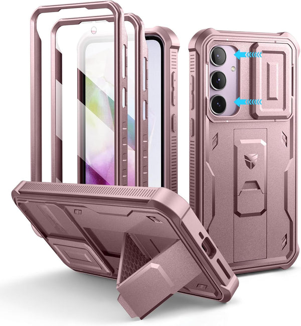 Dexnor Heavy Duty Case for Samsung Galaxy A35-5G - 2 Front Frame, Built-in Slide Camera Cover & Kickstand, 6.6 inch