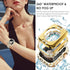 Surace Gold Apple Watch Bands 45mm for Women, Bling Diamond Rhinestone Link Bracelet with 2 in 1 Waterproof Case