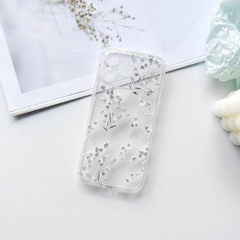 NITITOP 17 Compatible for iPhone Pro Case Cute Clear Flower Floral Artistic Design for Women Girls Stylish Slim Soft