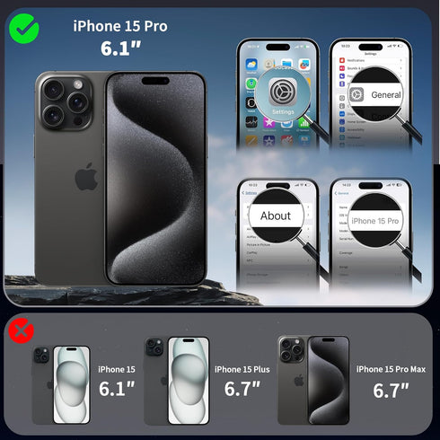 CACOE Magnetic Case for iPhone 15 Pro 6.1 inch with 360° Rotatable Ring Phone Stand, Compatible with MagSafe