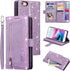 UEEBAI Wallet Case for iPhone 6 Plus & 6S Plus, Retro 9 Card Holder Slots with Zipper Pocket, Shockproof (Glitter