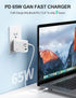 TECKNET 65W USB C Charger PD 3.0 GaN, Foldable Adapter with 3-Port Fast Wall Charger for iPhone 15 Pro Max/15