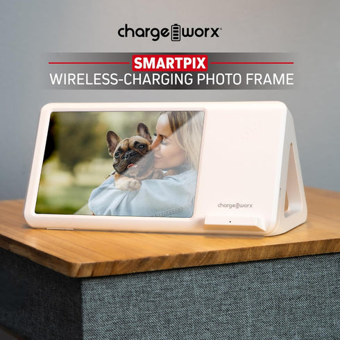 Smartpix Wireless Charging Station: 10W Charger, 4x6 Photo Frame | Desk Dock & Nightstand Accessory | Clutter-Free Design
