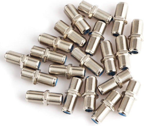 Pasow F81 Barrel Connectors, High Frequency 3GHz Female to Female F-Type Adapter Couplers, 20 pcs, Silver