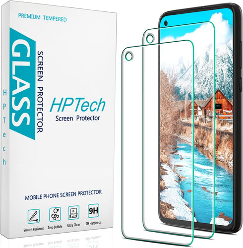 HPTech (2 Pack) Tempered Glass Screen Protector for Motorola Moto G Power (2020) - Anti-Scratch, Bubble Free, Case