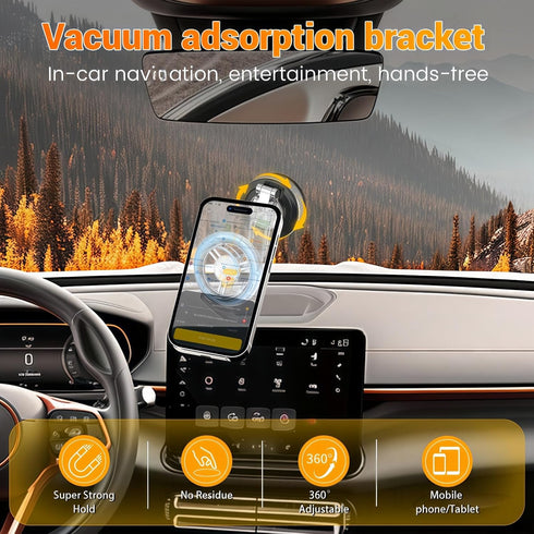 GSCAME 360 17/16/15 Heavy Duty Metal Magnetic Dash Mount Car Phone Holder - Extendable Long Arm+Strong Suction Cup
