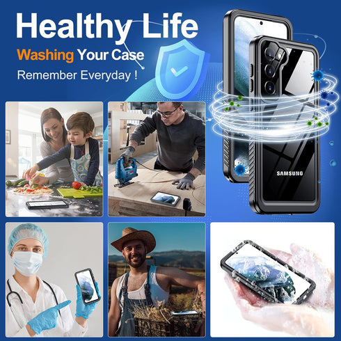 Hualele Galaxy S21 Plus Case, Rugged Full Body Heavy Duty Protective IP68 Waterproof Underwater Cover with Built-in