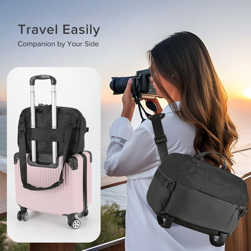 Waterproof Crossbody Camera Sling Bag with Tripod Holder, Compatible with Canon/Nikon/Sony/Fuji DSLR/SLR/Mirrorless