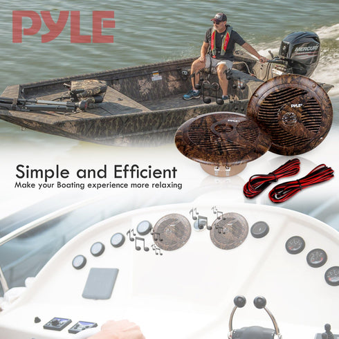 Pyle 6.5 Inch Marine Speakers - IP44 Waterproof Outdoor Audio Dual Stereo Sound System with 150 Watt Power