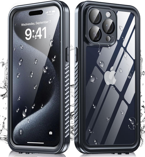 for iPhone 15 Pro Max Case, Waterproof, Built-in Screen & Lens Protector, IP68 Underwater Shockproof Dustproof Full