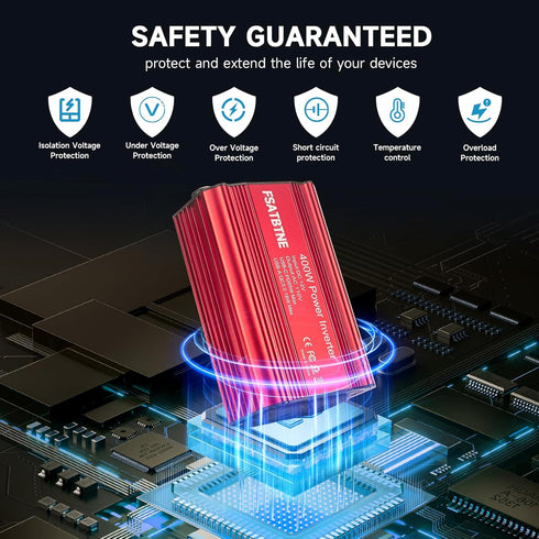 FSATBTNE 400W Power Inverter, DC 12V to 110V AC Car Plug Adapter with Fast Charging Ports and 2 AC Outlets