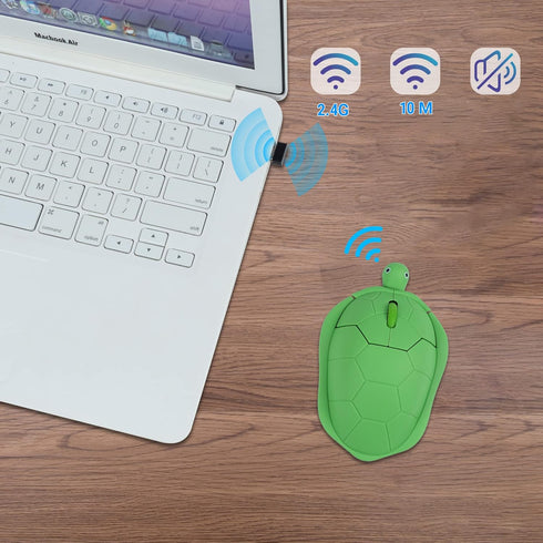 elec Space Wireless Mouse, Cute Animal Turtle Shape Wireless Computer Mouse Optical Ergonomic Mice for Computer Notebook PC Laptop 3 Buttons (Green)