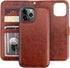 Bocasal Wallet Case for iPhone 12 Pro Max, Brown, with Card Holder, PU Leather, Magnetic Detachable Kickstand,