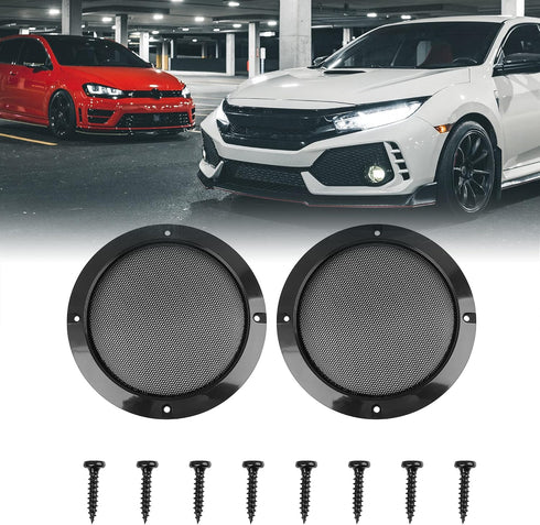 X AUTOHAUX 2pcs Grill Cover 5inch Mesh Protector Car Speaker Cover Woofer Subwoofer Grill Black