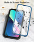 Protective Case for iPhone 13/14, Heavy Duty Military Grade Cover with Built-in Kickstand, Durable Dual-Layer Blue