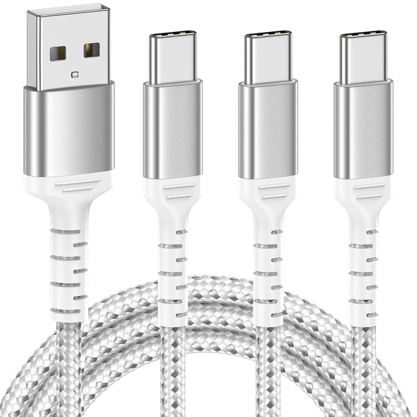 6FT USB C Charging Cable, 3-Pack Braided USB A to USB C Fast Charging Cord for Apple iPhone 15 Pro/Max, New iPad