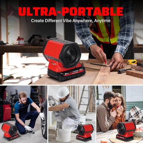ohyes Bluetooth Speaker, Compatible with Milwaukee M18 Battery Packs, USB-A/C Charging for Jobsite, Camping & Parties