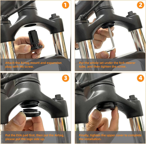 NICEDACK Hidden AirTag Bike Mount, Waterproof Anti-Theft Protection for Mountain Bike, Suitable for Bikes with Hole