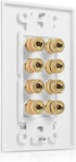 Cable Matters Speaker Wire Wall Plate (Speaker Wall Plate, Banana Plug Wall Plate) for 4 Speakers in White by Cable Matters