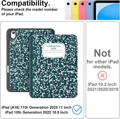 Supveco Case for iPad 10th Generation 10.9 Inch 2022 with Pencil Holder, Auto Wake/Sleep, Teal Folio Stand Case