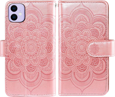 Asuwish Compatible with iPhone 11 Wallet Case, Tempered Glass Screen Protector, Flower Leather Flip Card Holder